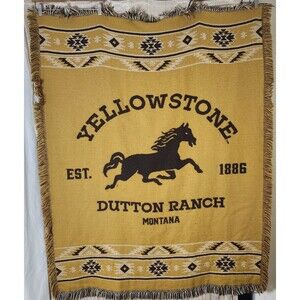 Official Yellowstone Dutton Ranch 2022 Triple Woven Jacquard Throw Blanket 46x60